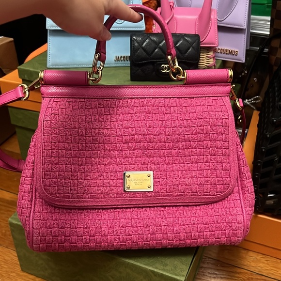 RARE Dolce & Gabbana SICILY ! Pink Satchel with Gold Hardware! Like new! - Picture 1 of 12